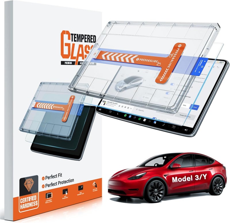 WEIPIN For Tesla Model Y (2020-2025) & Model 3 (2017-2023) Matte Screen Protector [No More Glare& Fingerprint] - 9H+ Tempered Glass 15 inch - Mounting Frame - Not for Juniper&Highland - Image 1